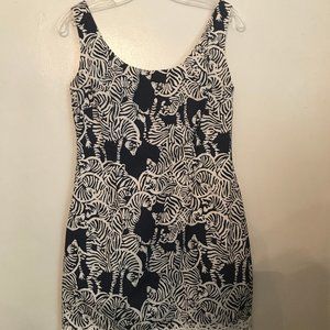 LILLY PULITZER Sz 2 Navy Blue and White Zebra Sleeveless Dress